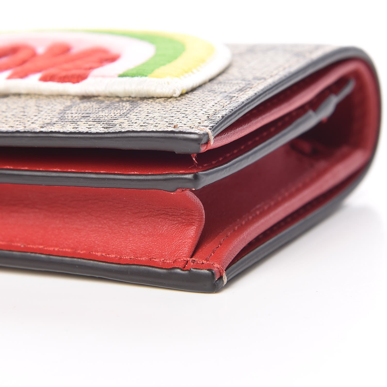 Gucci Soft GG Supreme Monogram Rainbow Embroidered Card Case Wallet 6 of 10