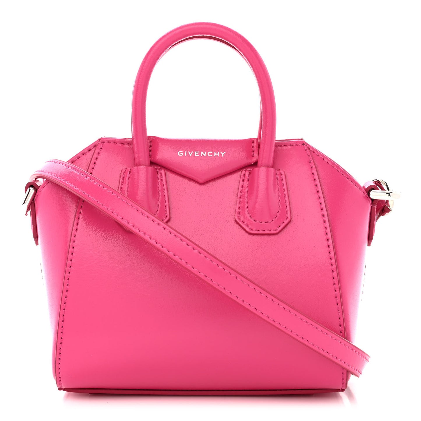 Shiny Lord Calfskin Micro Antigona Neon Pink