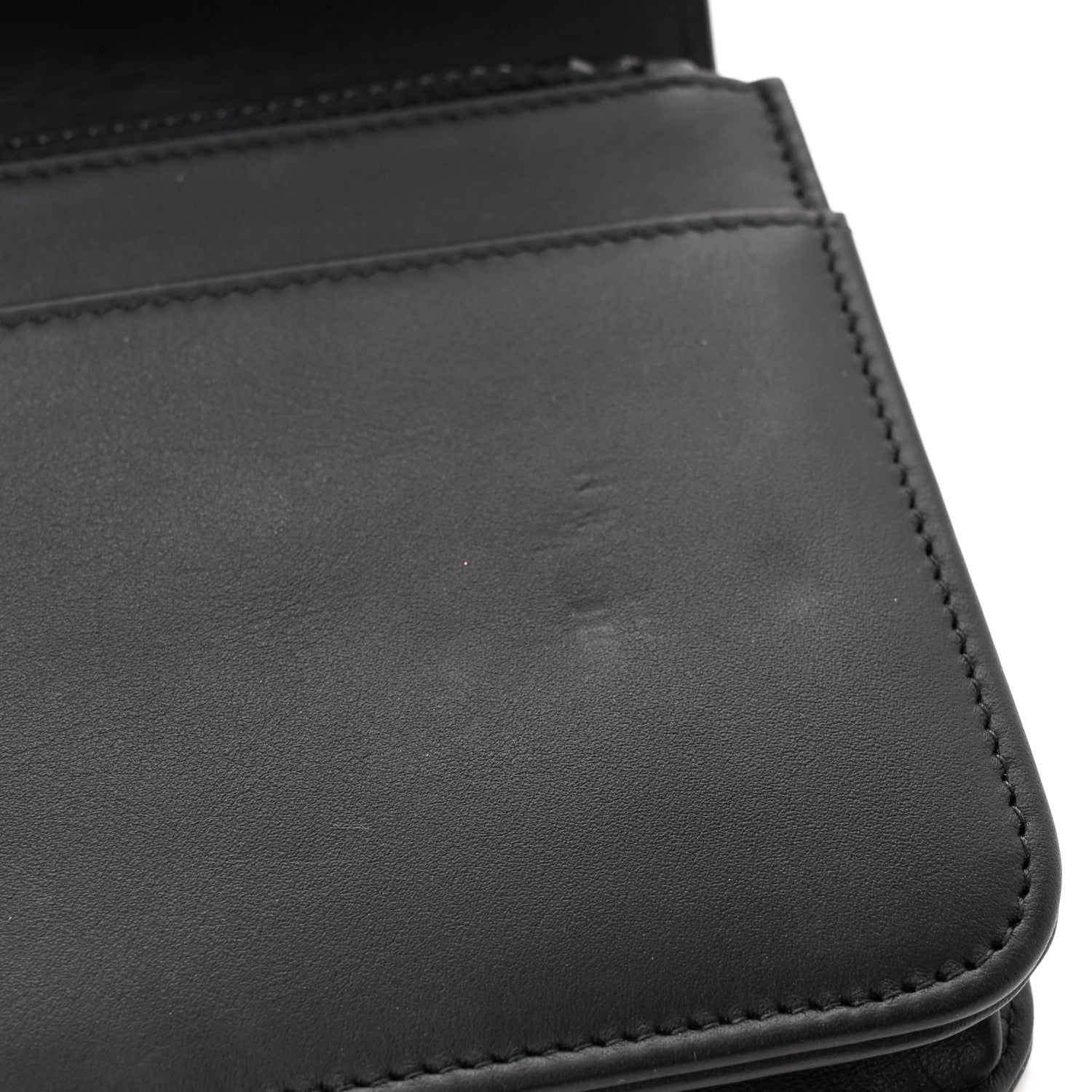 Chanel Calfskin Painted Chevron Embossed Boy Wallet On Chain WOC Black 12 of 15