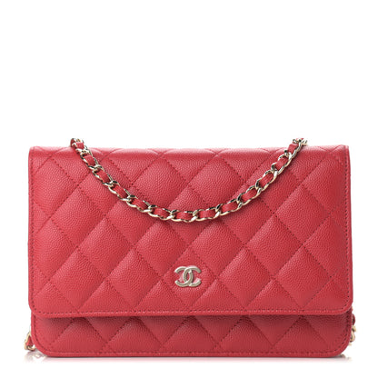 Chanel Caviar Quilted Wallet On Chain WOC Red 1 of 9