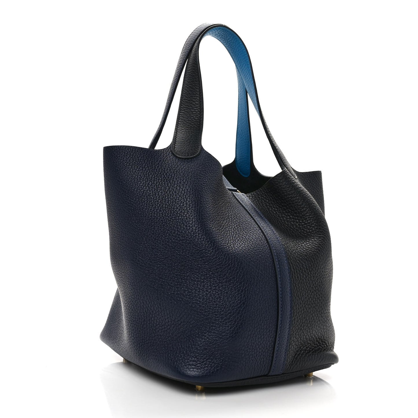Taurillon Clemence Casaque Picotin Lock 22 MM Bleu Nuit Black Blue Frida