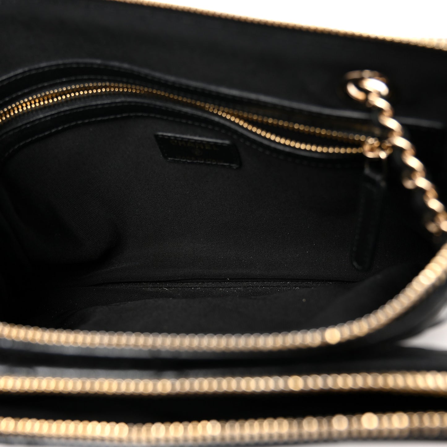 Shiny Lambskin Quilted Medium Double Case With Strap Black