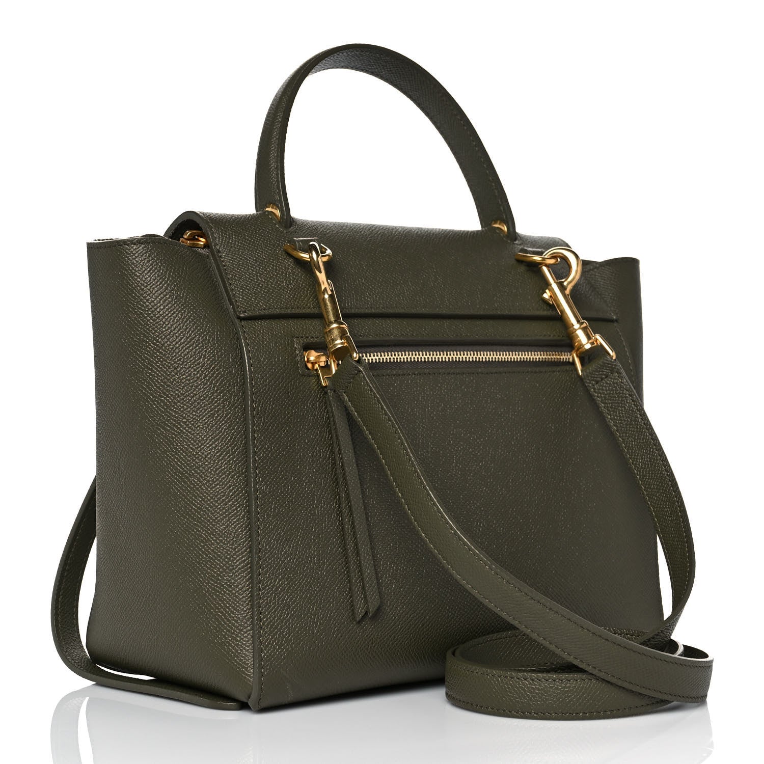 Celine Grained Calfskin Micro Belt Bag Dark Olive 2 of 8
