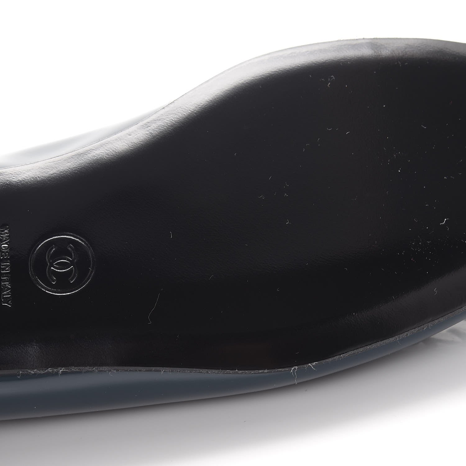 Chanel Patent CC Cap Toe Ballerina Flats 37.5 Dark Blue 9 of 10