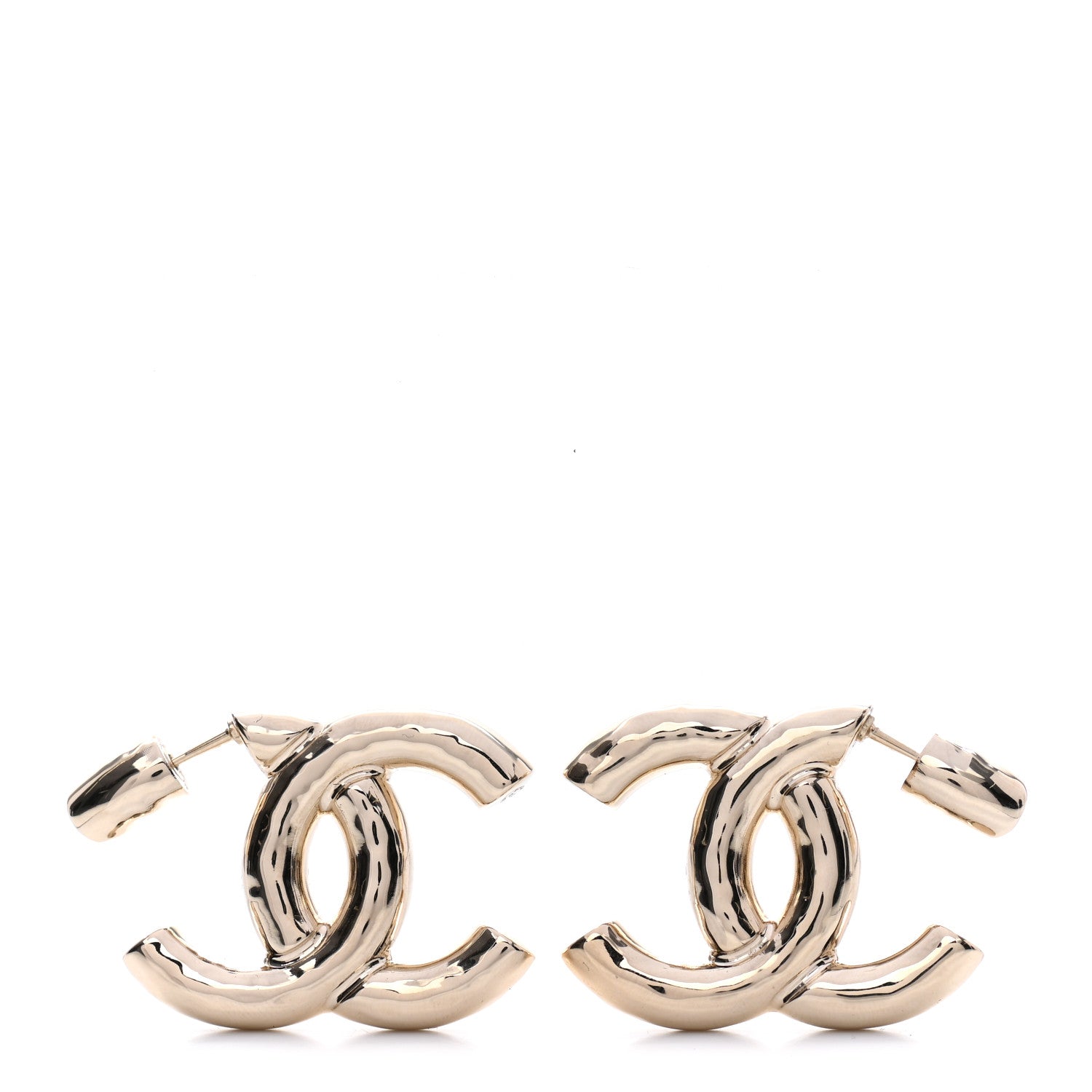 Chanel Metal Large CC Earrings Light Gold 1 of 4