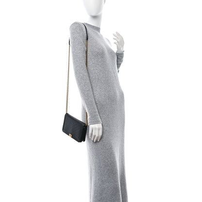 Chanel Lambskin Chevron Boy Wallet On Chain WOC Black 2 of 10