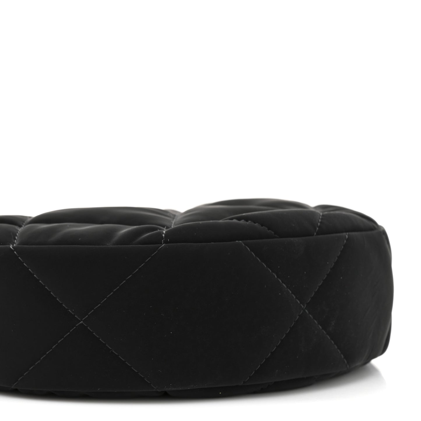 Velvet Effect Nylon Shiny Crumpled Calfskin Coco Neige Quilted Clutch With Chain Black