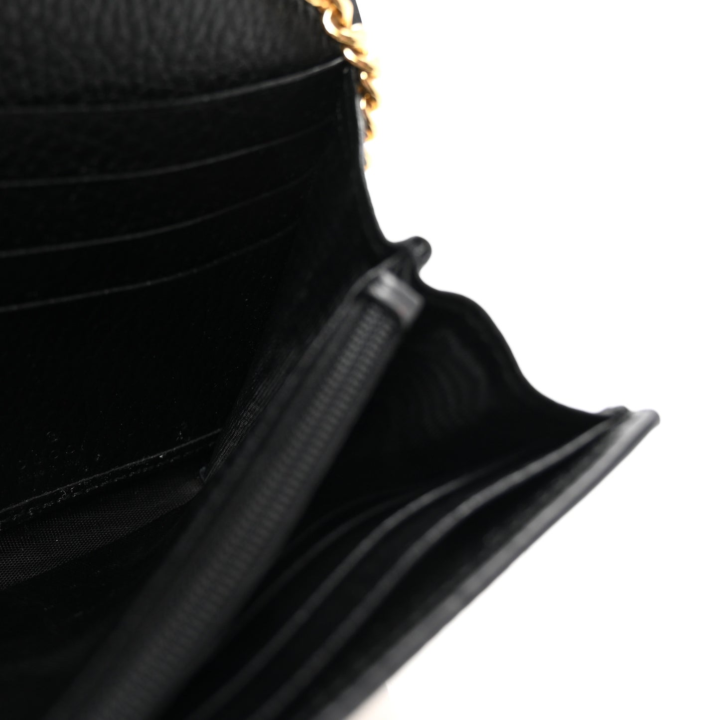 Dollar Calfskin GG Supreme Monogram Petite GG Marmont Wallet Chain Bag Black Beige Ebony