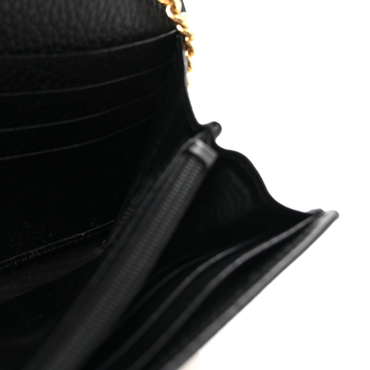 Gucci Dollar Calfskin GG Supreme Monogram Petite GG Marmont Wallet Chain Bag Black Beige Ebony 6 of 11