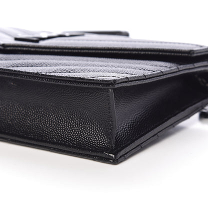 Saint Laurent Grain De Poudre Matelasse Chevron Monogram Envelope Chain Wallet Black 11 of 11