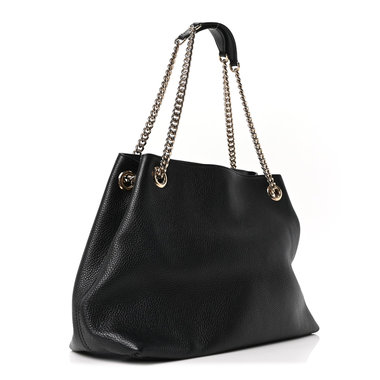 Pebbled Calfskin Medium Soho Chain Shoulder Bag Black