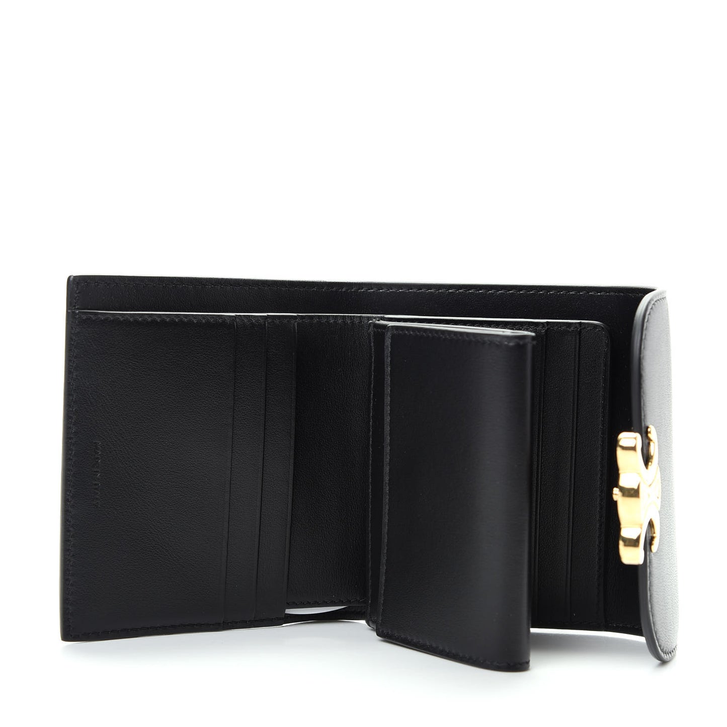 Shiny Smooth Lambskin Small Triomphe Wallet Black