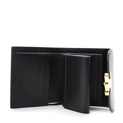 Celine Shiny Smooth Lambskin Small Triomphe Wallet Black 5 of 9