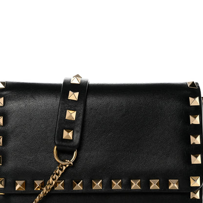 Valentino Garavani Vitello Mini Rockstud Flap Wallet on Strap Black 9 of 12