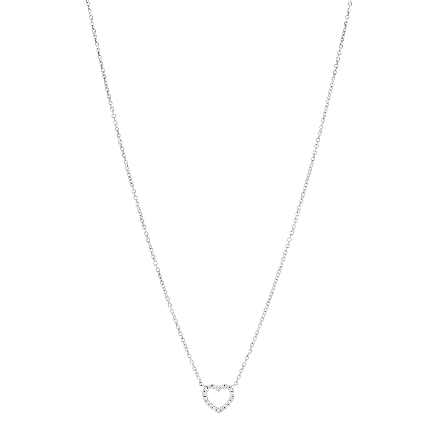 18K White Gold Diamond Metro Heart Pendant Necklace