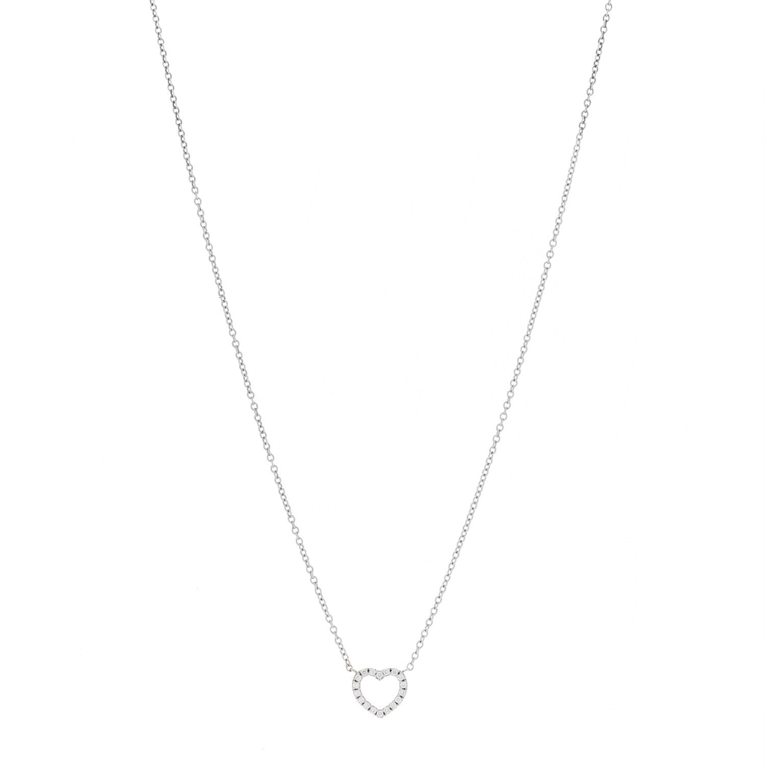 Tiffany 18K White Gold Diamond Metro Heart Pendant Necklace 1 of 5