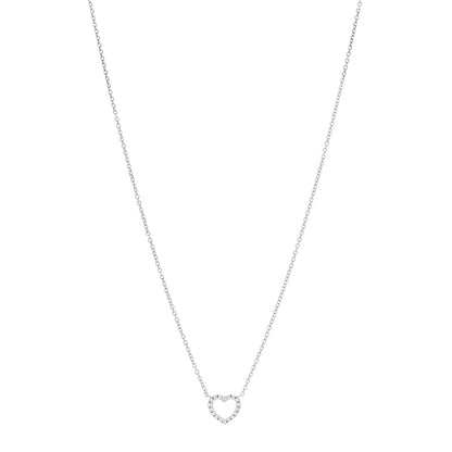 Tiffany 18K White Gold Diamond Metro Heart Pendant Necklace 1 of 5