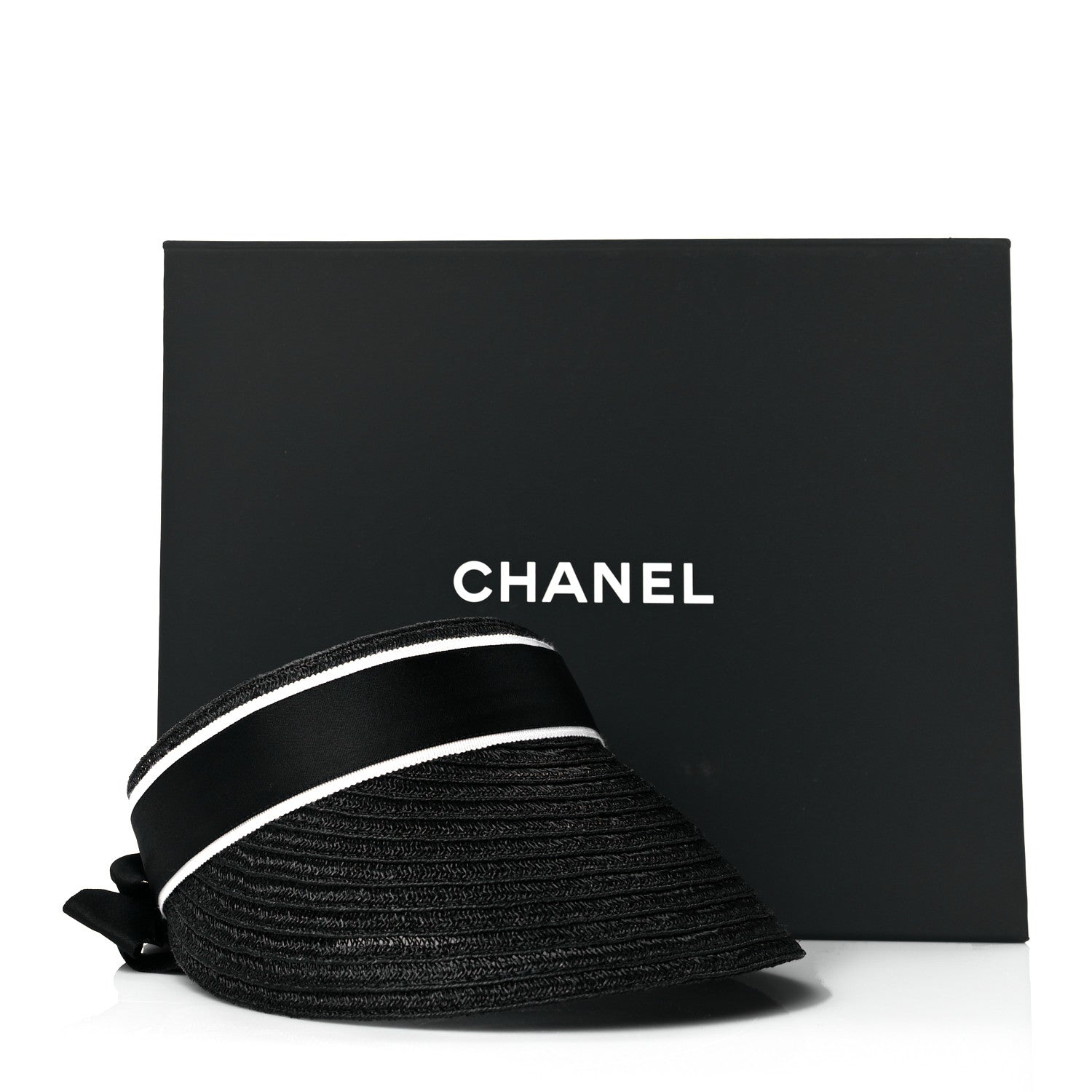 Chanel Abaca Cotton Ribbon Visor M Black 7 of 7
