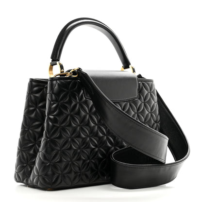 Louis Vuitton Lambskin Quilted Flower Capucines PM Black 3 of 9