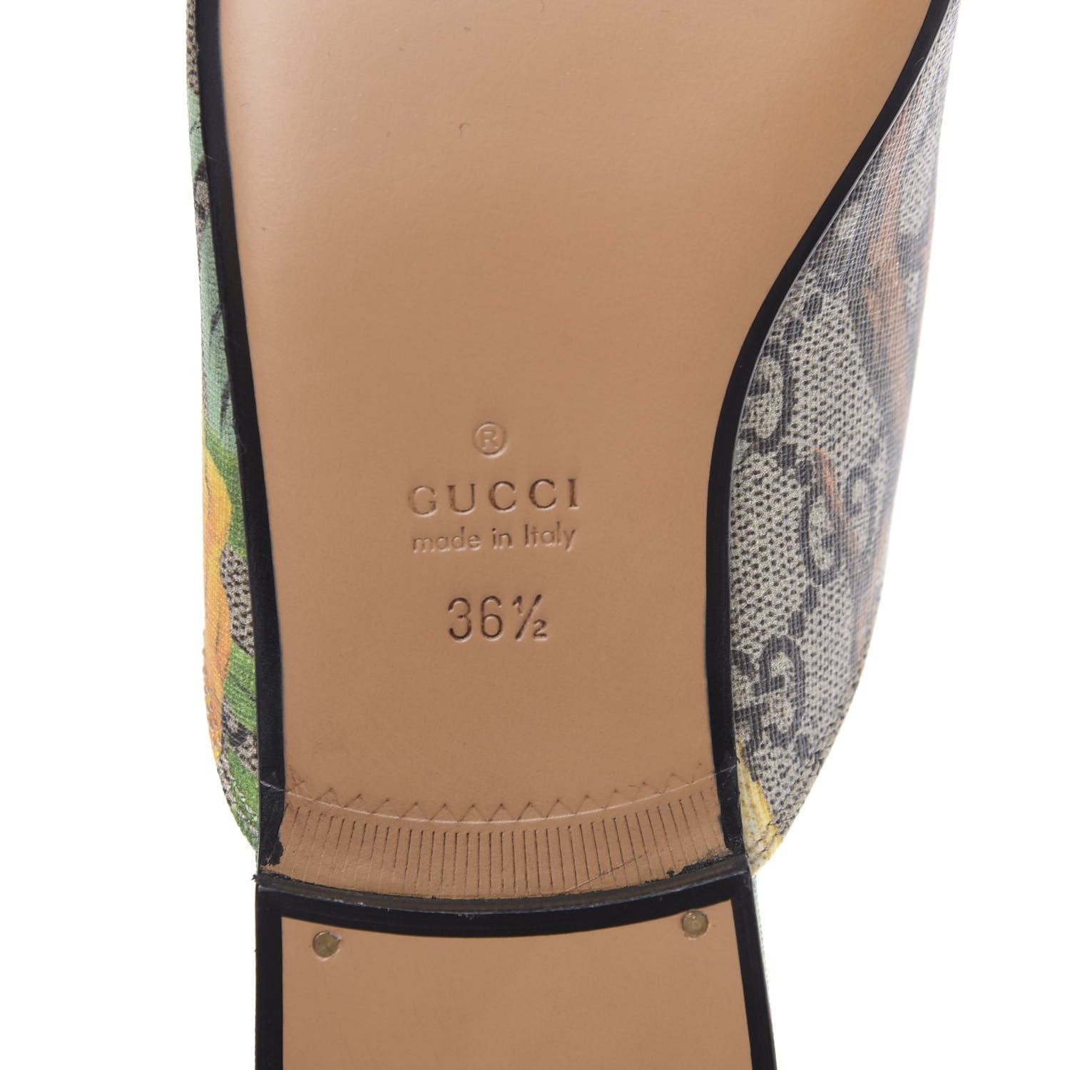 Gucci GG Supreme Monogram Tian Womens Princetown Slippers 36.5 Beige Ebony Multicolor 7 of 9