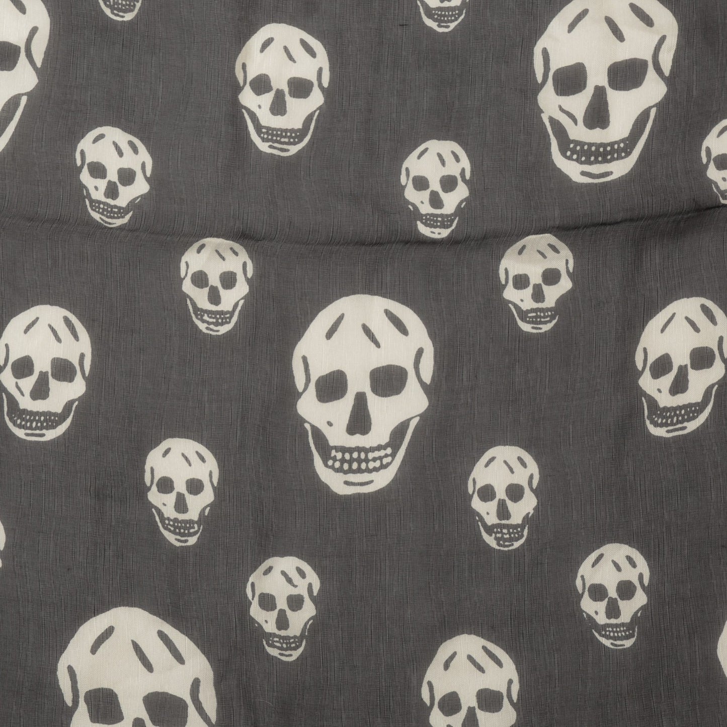 Silk Chiffon Skull Scarf Black Ivory