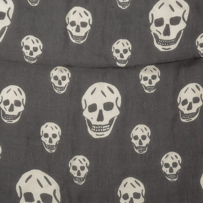 Alexander McQueen Silk Chiffon Skull Scarf Black Ivory 1 of 6