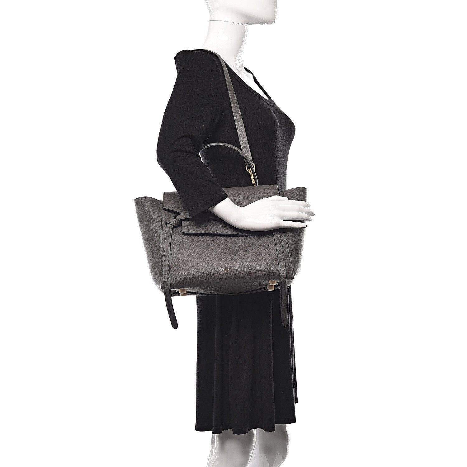 Celine Grained Calfskin Mini Belt Bag Grey 3 of 10