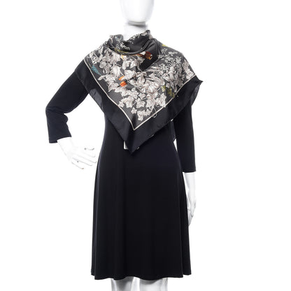 Gucci Silk Twill Wondergardenia Square Scarf Anthracite 2 of 4