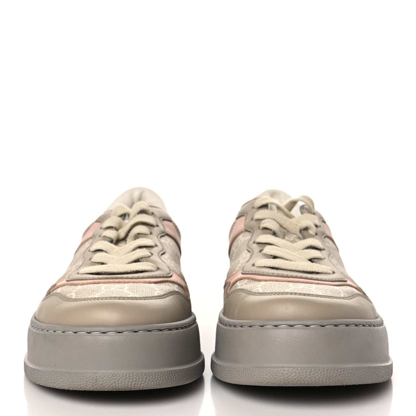 Calfskin GG Supreme Monogram Perforated Womens Platform 55mm Sneakers 38 Apricot Pink Beige Grey
