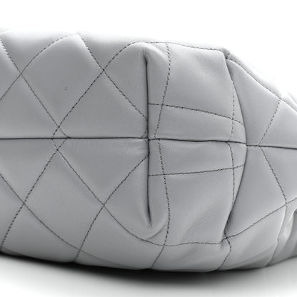 Chanel Lambskin Quilted CC Dweller Drawstring Bucket Bag Light Grey 10 of 11