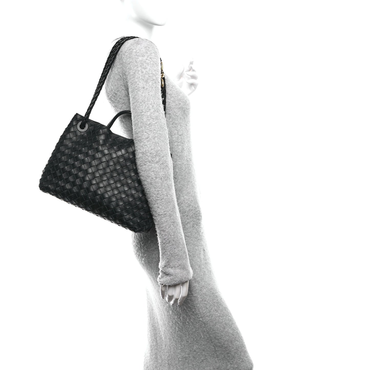 Nappa Intrecciato Medium Andiamo Shoulder Bag Black