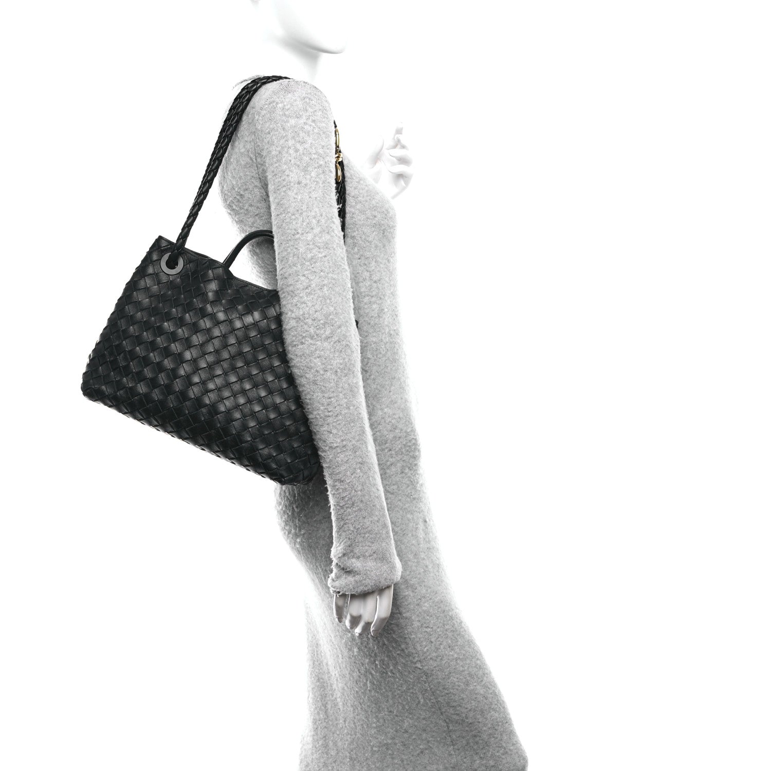 Bottega Veneta Nappa Intrecciato Medium Andiamo Shoulder Bag Black 2 of 9