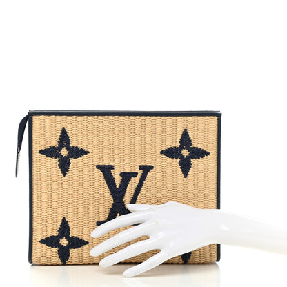 Louis Vuitton Raffia Calfskin Monogram Giant Toiletry Pouch 26 Blue 2 of 6