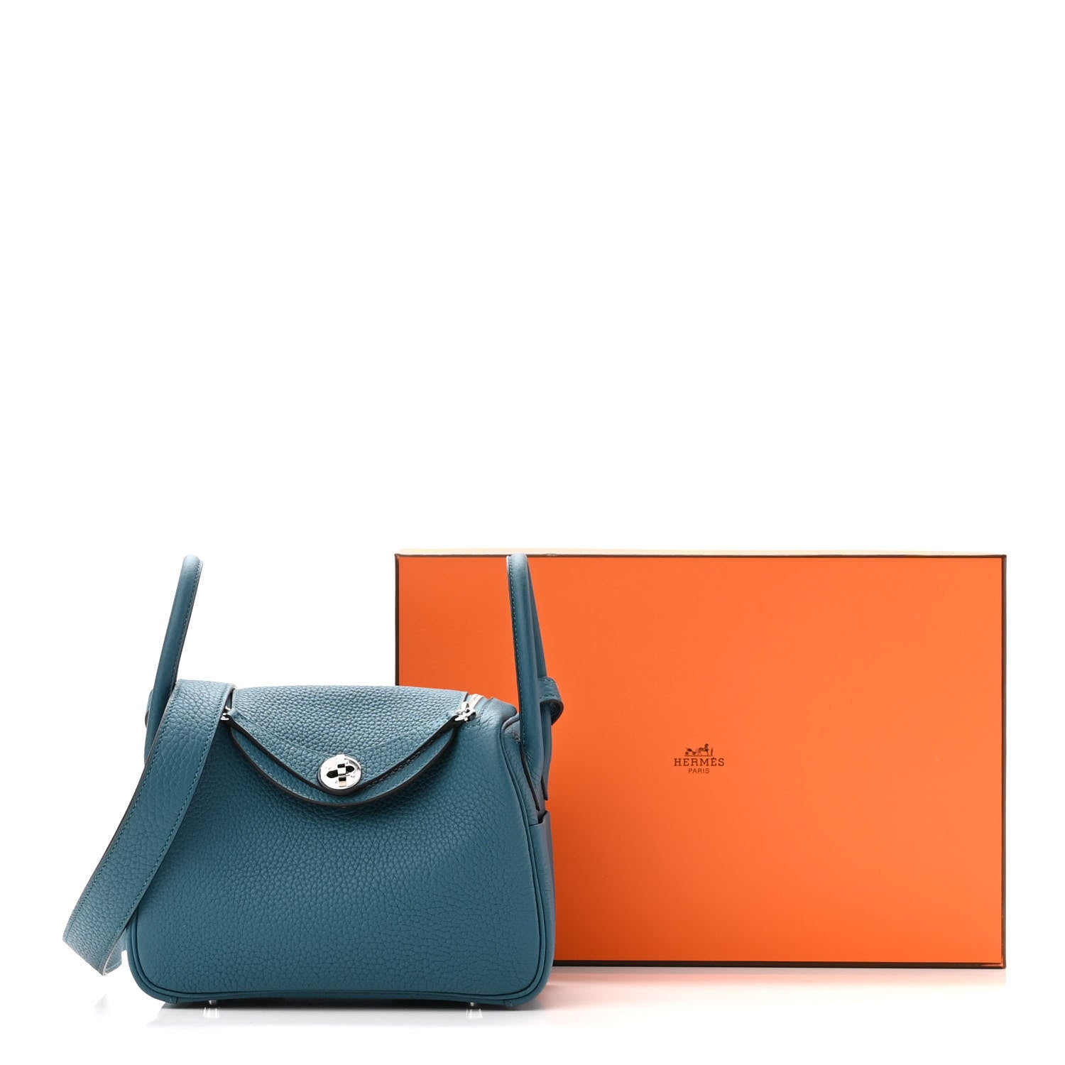 Hermes Taurillon Clemence Mini Lindy 20 Vert Bosphore 11 of 11