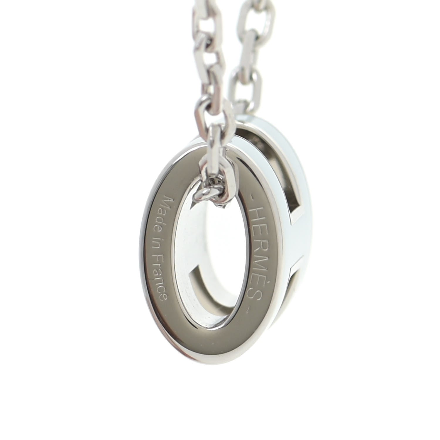 Hermes Lacquered Palladium Mini Pop H Pendant Necklace Bleu Zephyrr 4 of 5