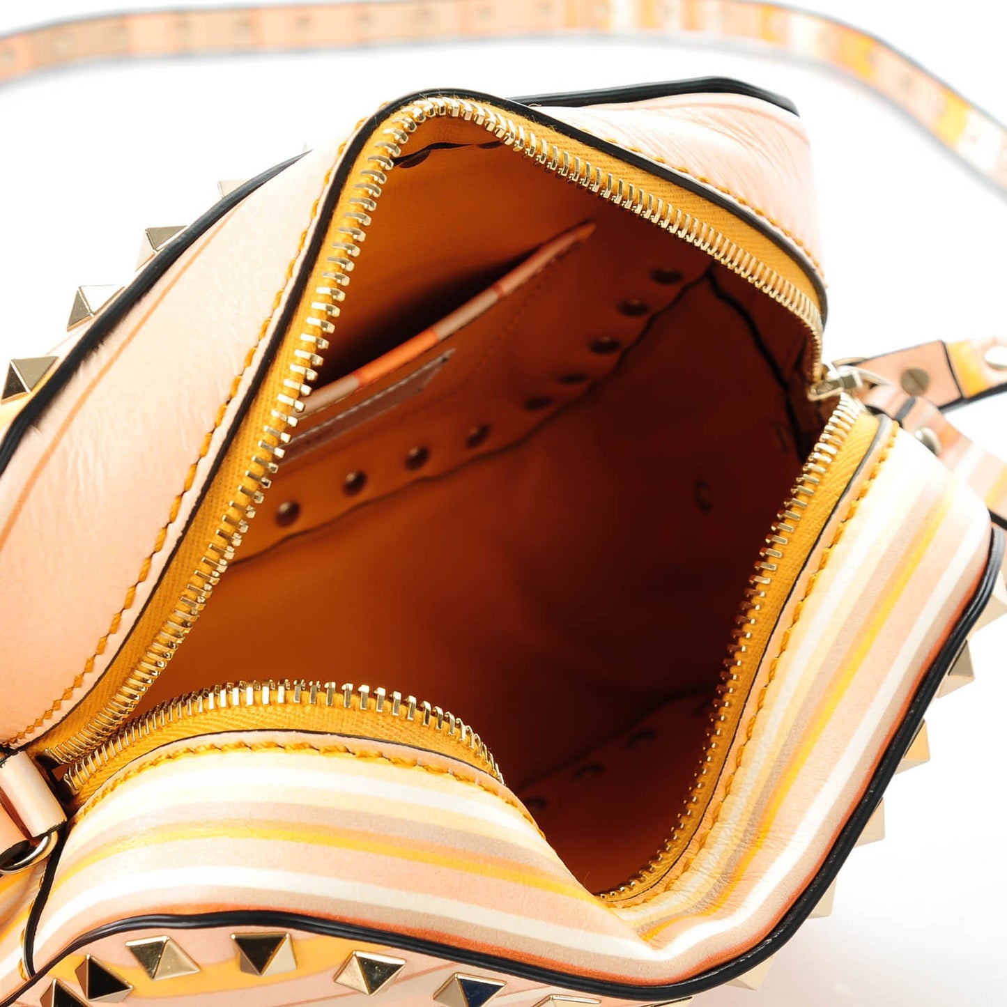 Vitello Native Couture 1975 Rockstud Camera Crossbody Bag Orange Multicolor