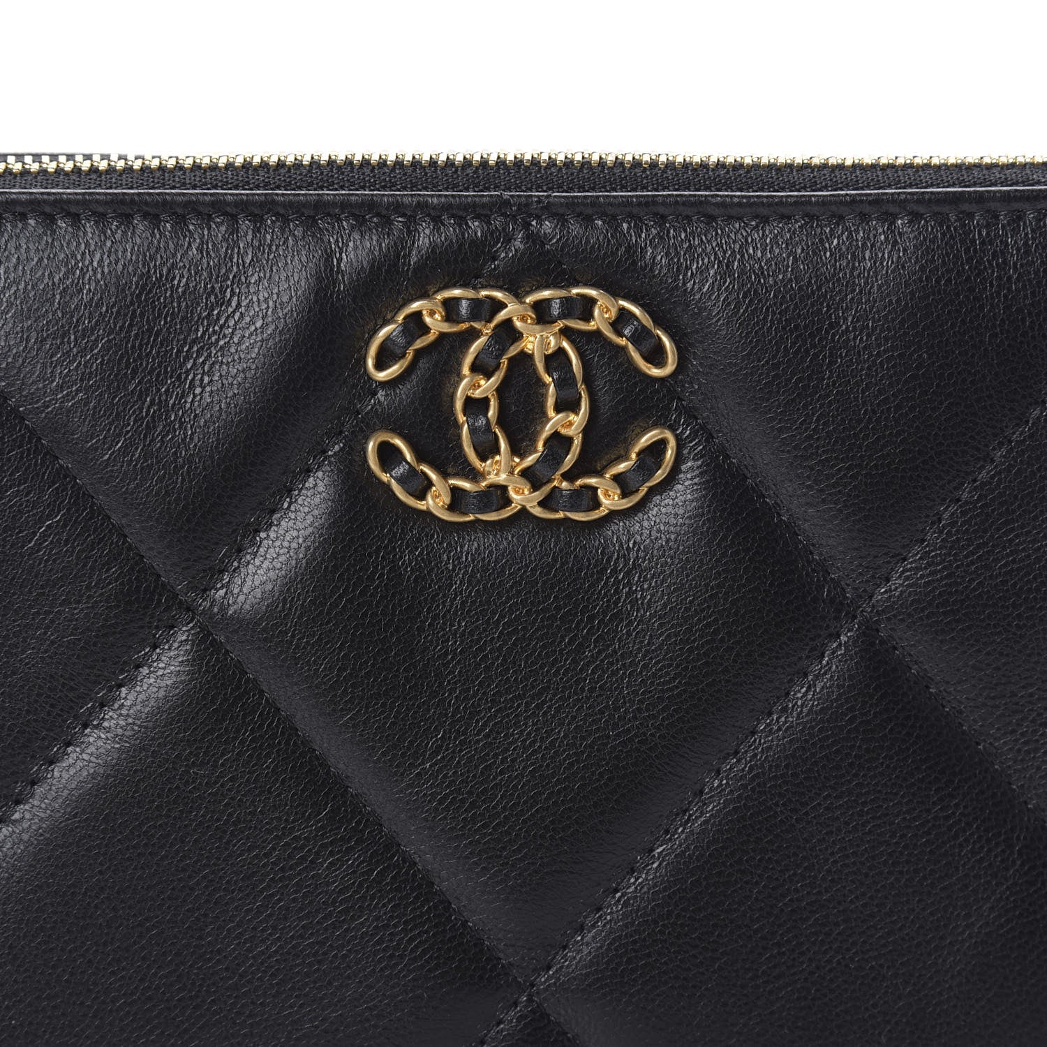 Chanel Shiny Goatskin Quilted Small Chanel 19 Pouch With Handle Black 10 of 11