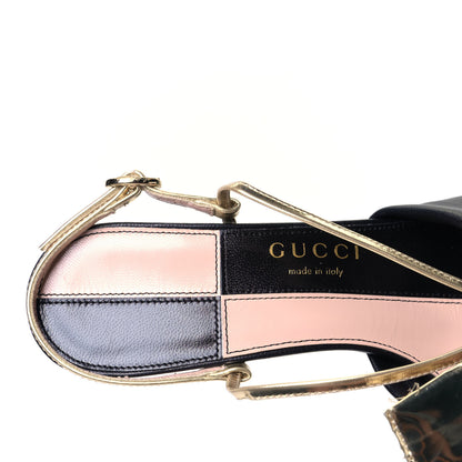 Gucci Nappa Metallic Bow Daphne High Heel Sandals 36 Black Platino 5 of 5
