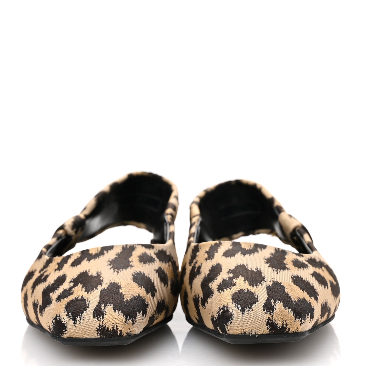 Christian Dior Shiny Nylon Leopard Print Mizza Slingback Flat 38.5 Natural 3 of 9