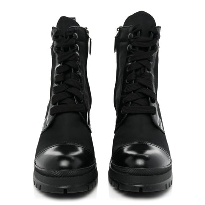 Prada Spazzolato Re-Nylon Metal Triangle Logo Lace Up 85mm Boots 39 Black 2 of 11
