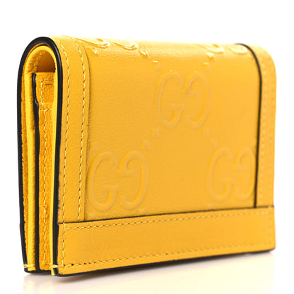 Gucci Wonka Grain Calfskin GG Monogram Embossed Card Case Wallet Stone Topaz 3 of 8