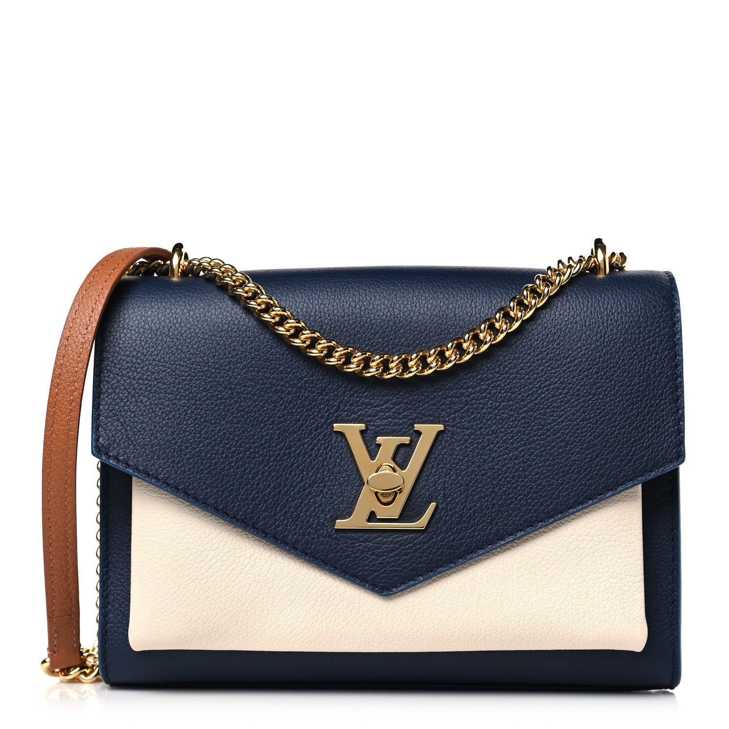 Louis Vuitton Soft Calfskin Mylockme Chain Bag BB Navy 1 of 9