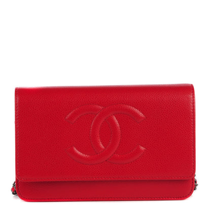 Chanel Caviar Timeless CC Wallet On Chain WOC Red 1 of 9