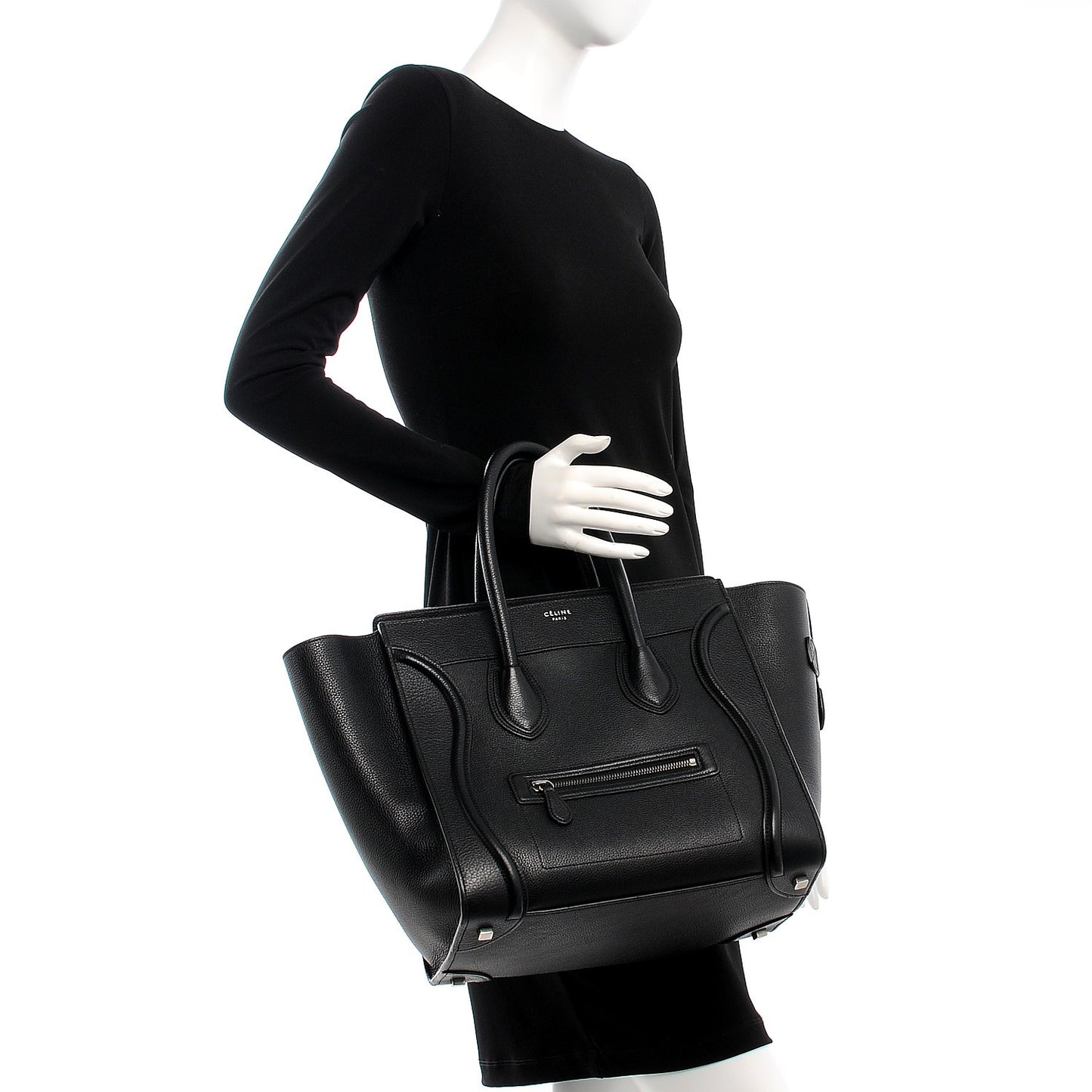 Drummed Calfskin Mini Luggage Black