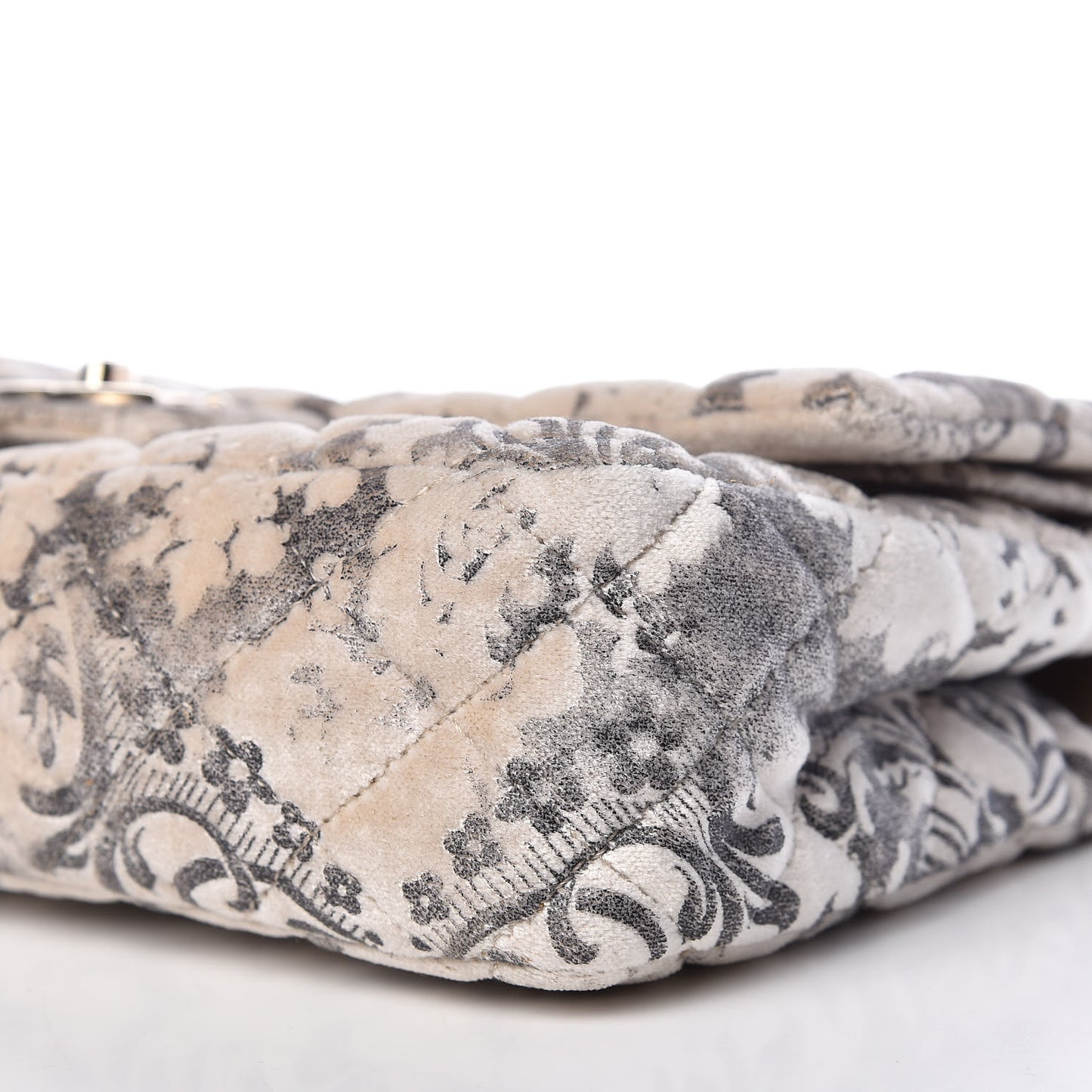 Burnout Velvet Double Flap White Black