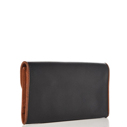 Bottega Veneta Rubberized Canvas Marco Polo Long Flap Wallet Black Brown 3 of 7