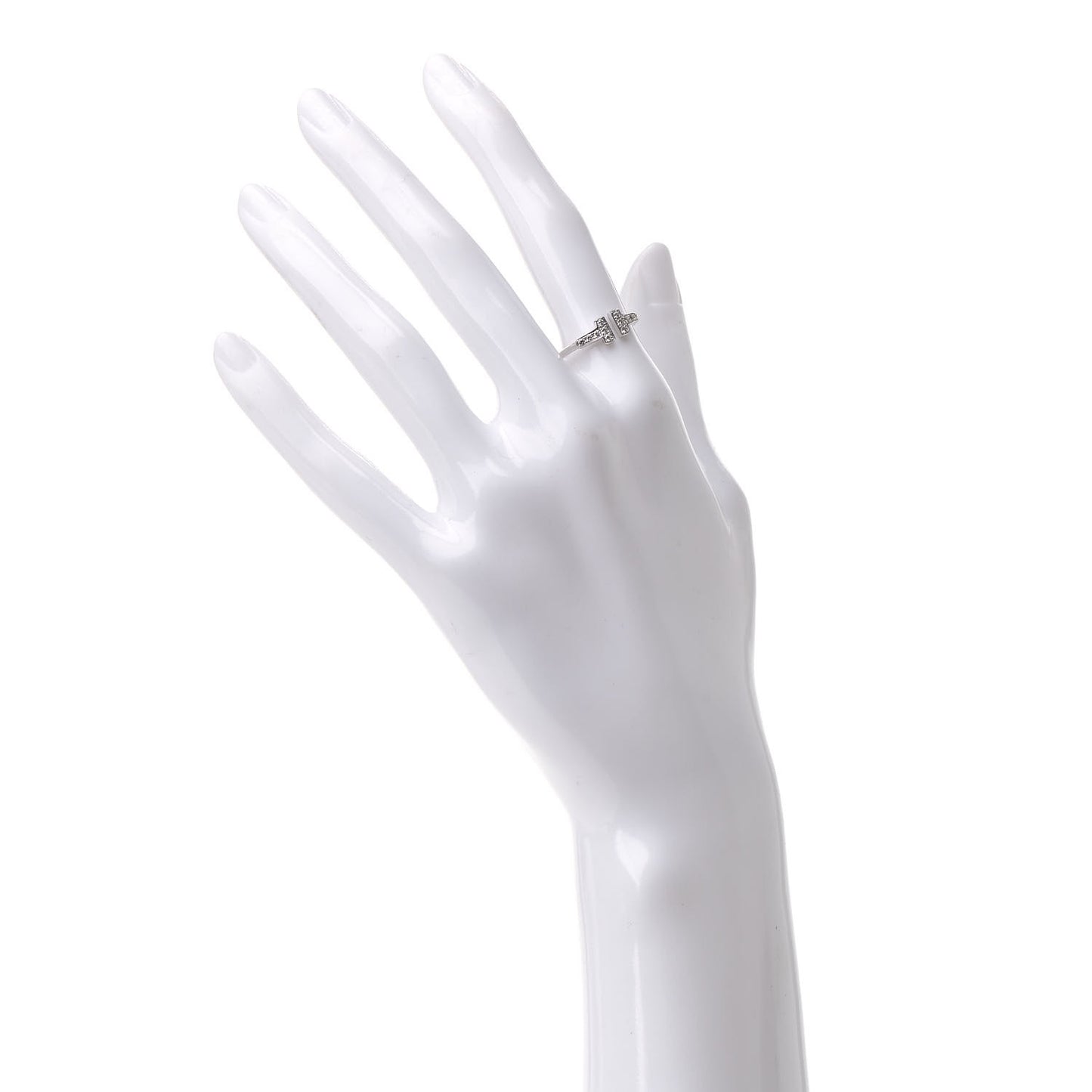 18K White Gold Diamond T Wire Ring 53 6.5