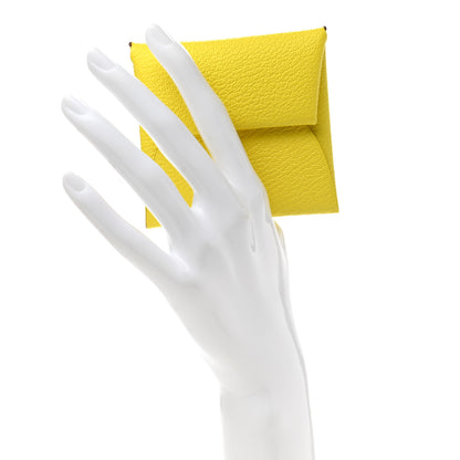 Hermes Chevre Mysore Bastia Coin Purse Jaune Citron 2 of 8