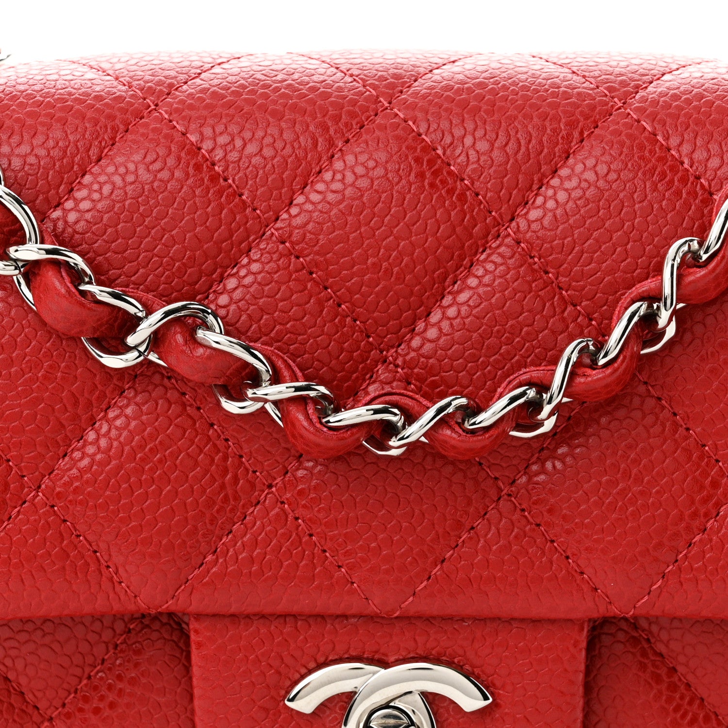 Chanel Caviar Quilted Mini Rectangular Flap Red 8 of 11