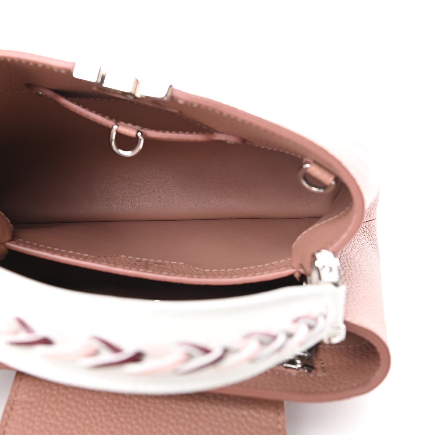 Louis Vuitton Taurillon Braided Capucines BB Bois De Rose Pink Black White 5 of 11